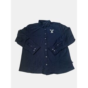 New Cutter and Buck Men's L Navy Yale Bulldogs Eco Soft Button Up Long Sleeve S